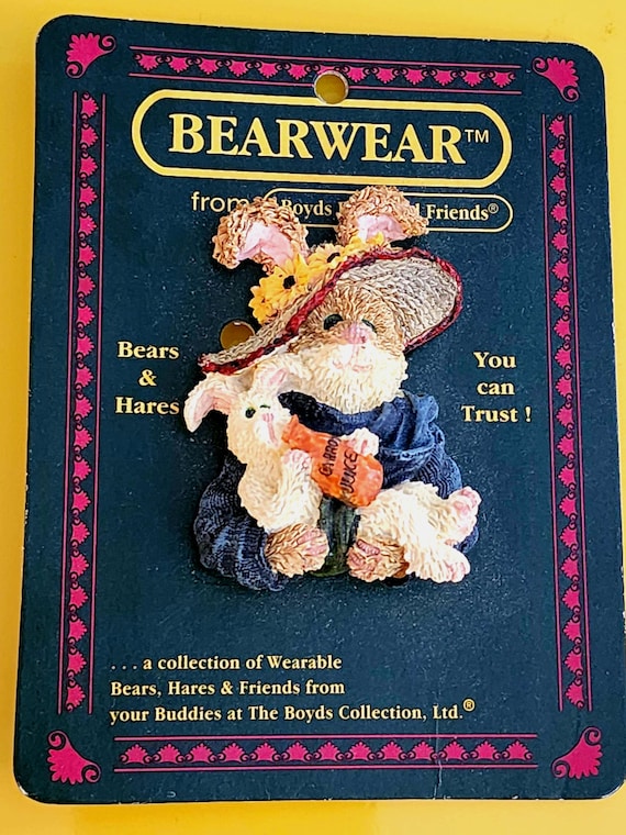 Rare Vintage Bunny Rabbit Brooch Pin by Boyds Bears and Friends BEARWEAR