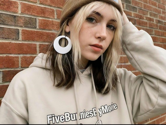 Y2K Vintage White Hoop Earrings, 90s Glam Statement Jewelry