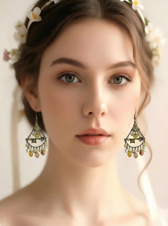 Y2K Vintage-Inspired Georgian Regency Romantic Revival  Dangle Earrings