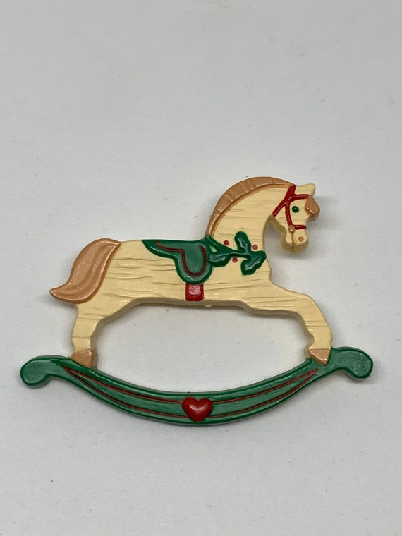 Vintage Hallmark Child Rocking Horse Christmas Holiday Pin