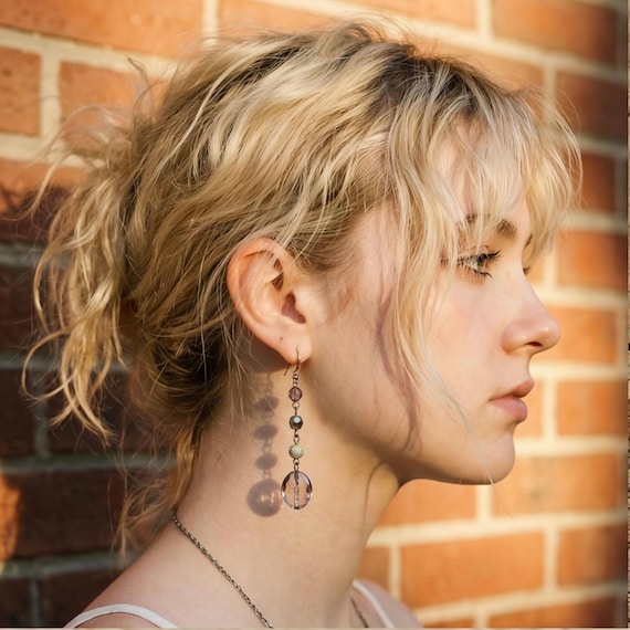 Vintage Sparkly Y2K Swingy Dangles, Millennial Glamour Jewelry, clear crystal boho romantic revival Earrings