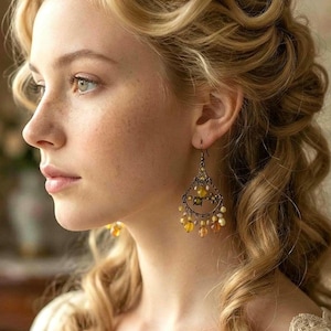 Y2K Vintage-Inspired Georgian Regency Romantic Revival  Dangle Earrings