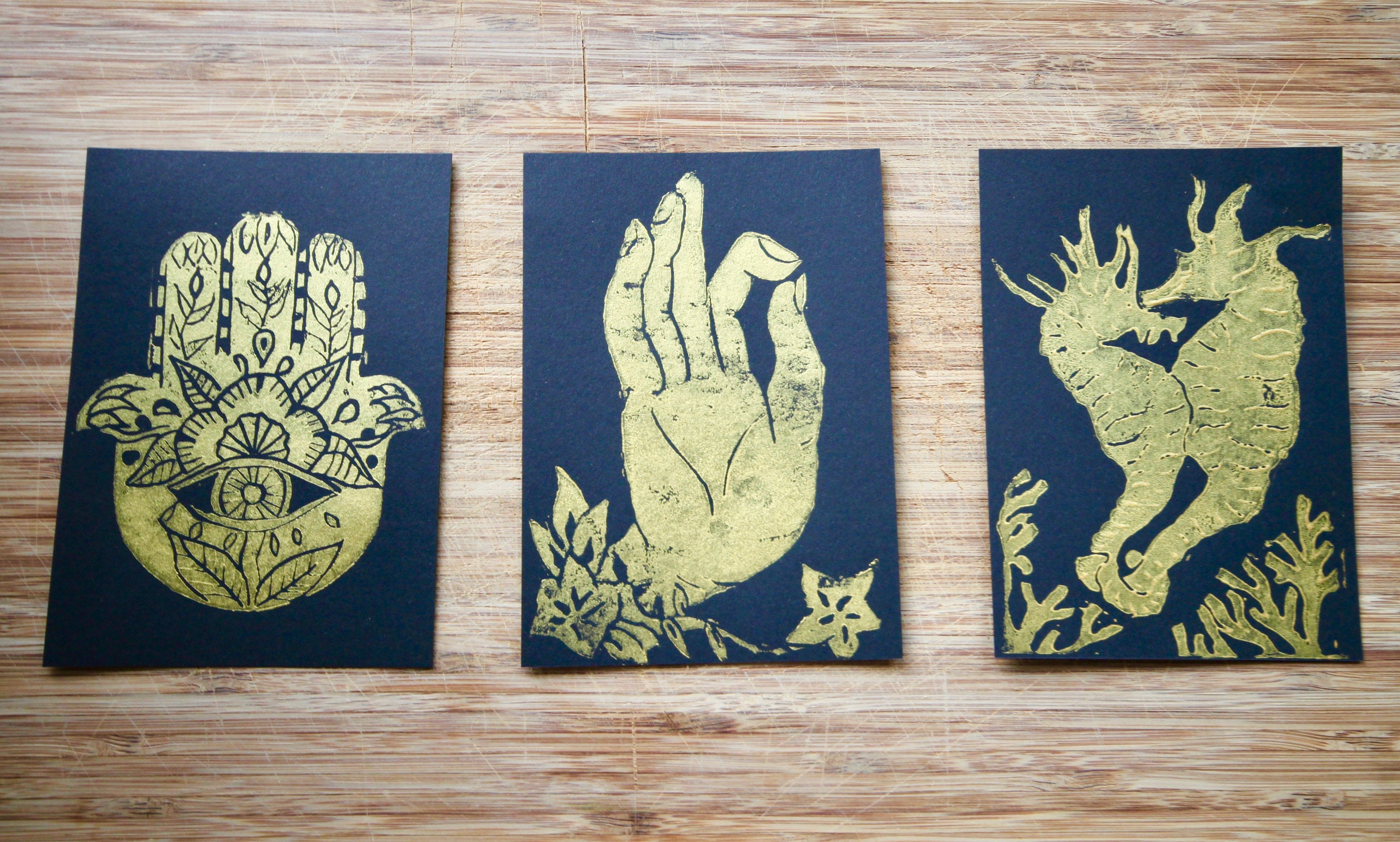 3 X Cartes Postales Pour L'impression Faite à La Main de Noël