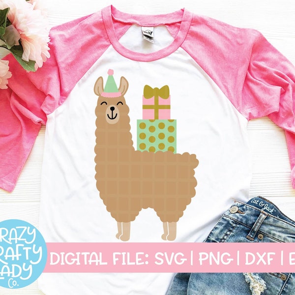 Birthday Llama SVG, 1st 2nd 3rd 4th 5th 6th 7th 8th 9th 10th Birthday Cut File, Girl Party Decor Design, dxf eps png, Silhouette and Cricut