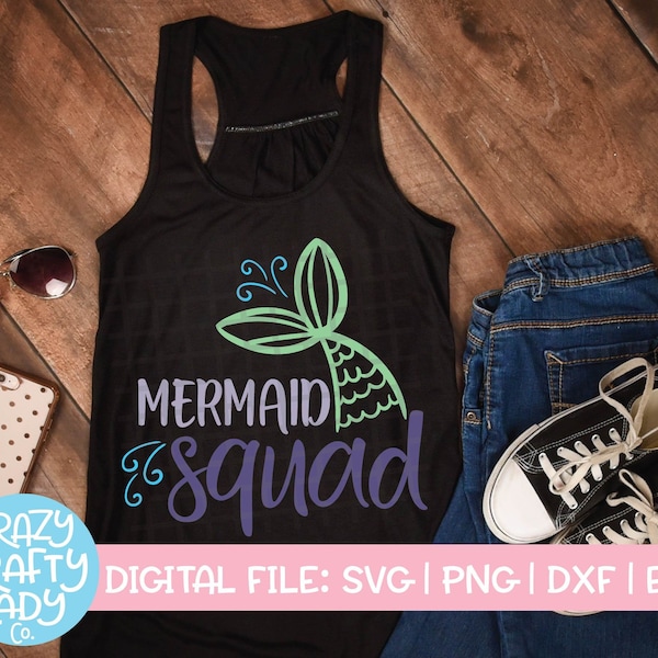 Mermaid Squad SVG, Wedding Cut File, Bachelorette Quote, Beach Design, Bridal Party Saying, Bridesmaid, dxf eps png, Silhouette or Cricut