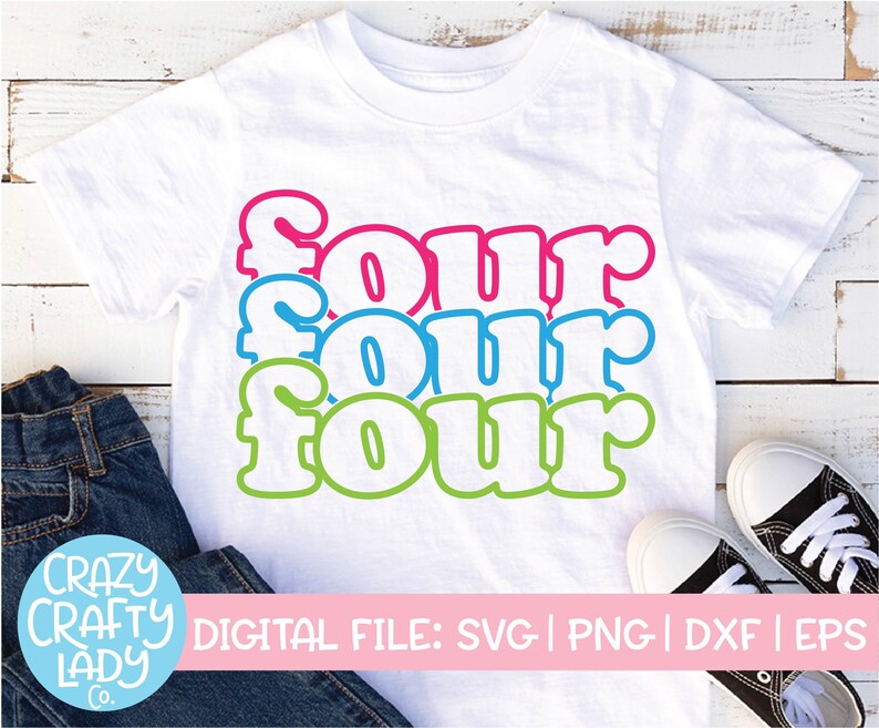 Download Four SVG Retro Stacked Cut File Boy 4th Birthday Girl ...