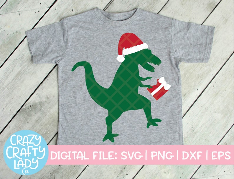 Download Christmas Dinosaur SVG Santa Cut File Holiday T-Rex Design ...