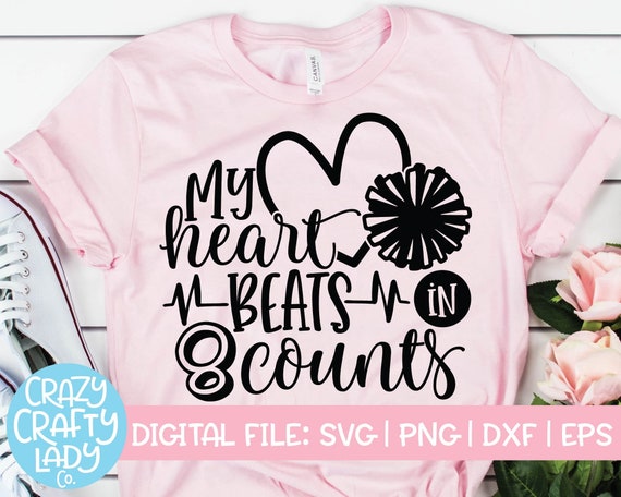 My Heart Beats In 8 Counts Cheer T-Shirt - Cheerleading My Heart Beats In 8 Counts Cheer T-Shirt - Cheerleading