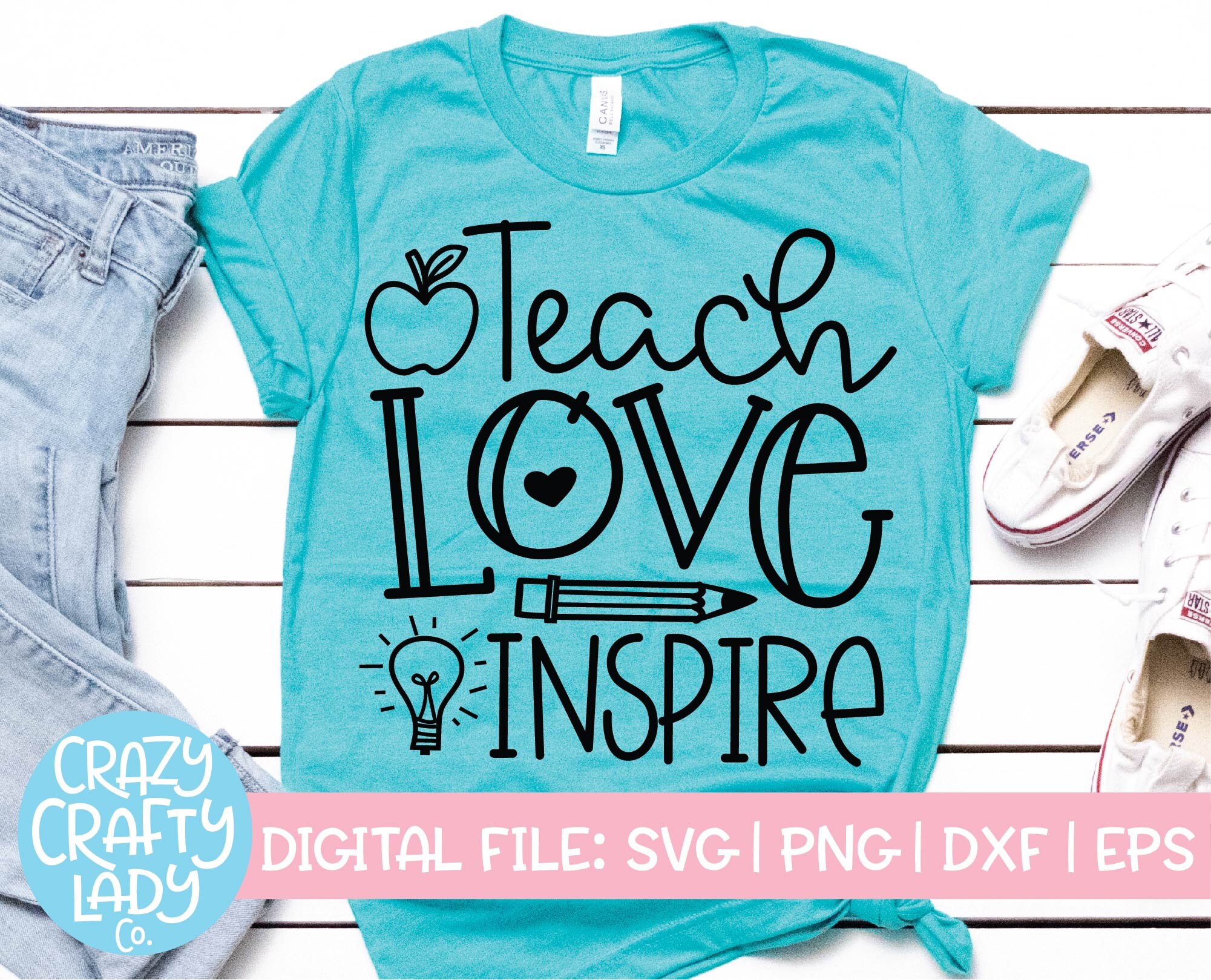 Download Teach Love Inspire SVG Back to School Cut File Cute Teacher | Etsy