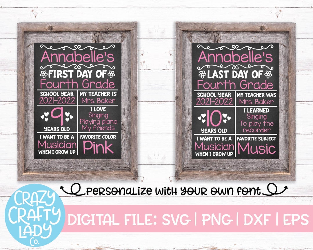 First & Last Day of School Board SVG Bundle, Chalkboard Cut File, Kids ...