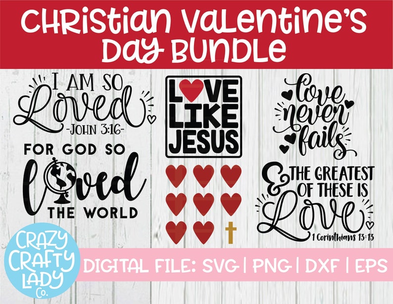 Christian Valentine's Day SVG Bundle Religious Cut File | Etsy