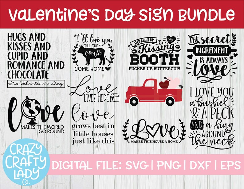 Download Valentine's Day Sign SVG Bundle Love Cut File Home Decor ...