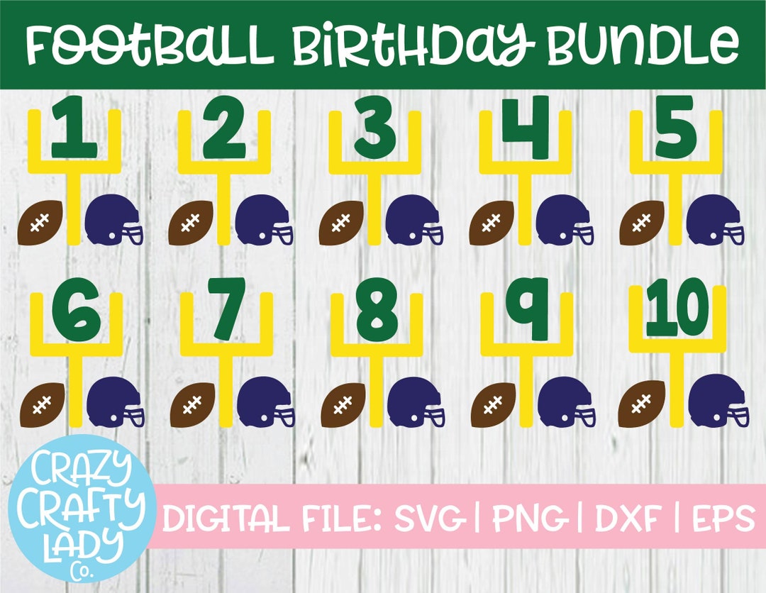 Football Birthday SVG Bundle Sports Cut File 1st10th Etsy