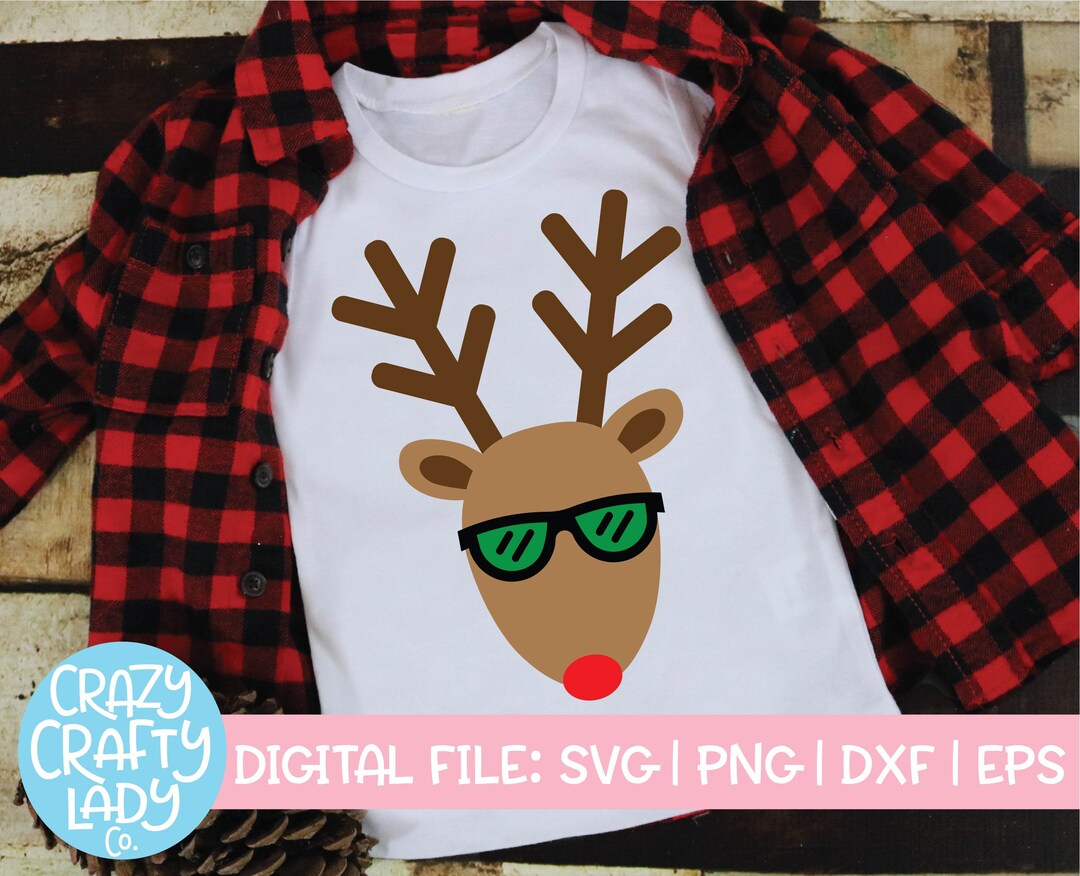 Reindeer With Sunglasses SVG, Christmas Cut File, Holiday Clip Art, Kid ...