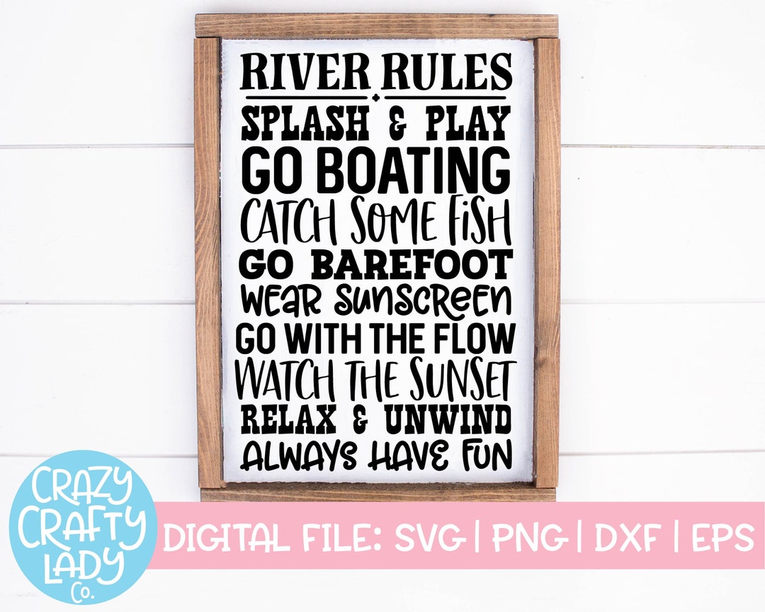 River Rules SVG, Subway Art Cut File, Modern Farmhouse Design, Rustic