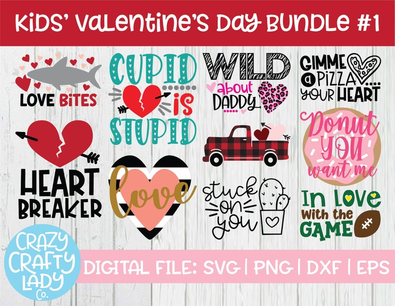 Download Kids' Valentine's Day SVG Bundle Love Cut File | Etsy