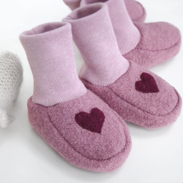 Babyschuhe 100% Wolle / Babyshoes / Hausschuhe Baby / Booties Baby / Babyschuhe warm / Filzschuhe Baby / Wollsocken Baby / altrosa