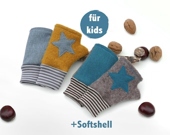 NEW Children's cuffs made of wool with softshell in 2 sizes and custom colours