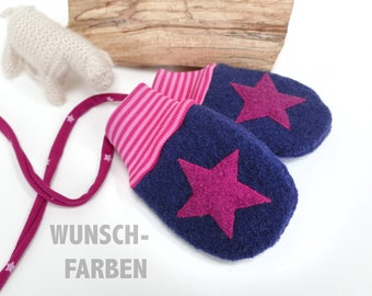 lined wool boiled mittens for babies & toddlers