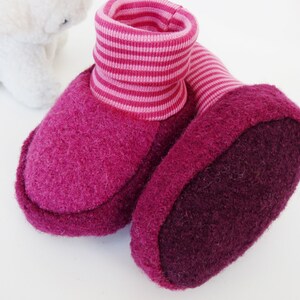 Baby shoes 100% wool / wool walk / felt shoes baby / baby shoes / booties baby / slippers baby / wool socks baby / raspberry blackberry cassis image 3