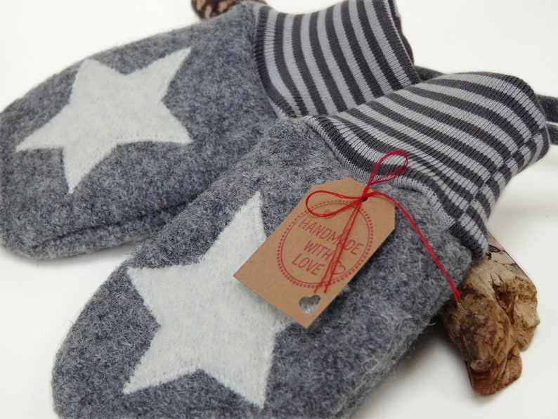 Wolle mit Fleece Fäustlinge Baby Kleinkind / Handschuhe / wool mittens Bild 4