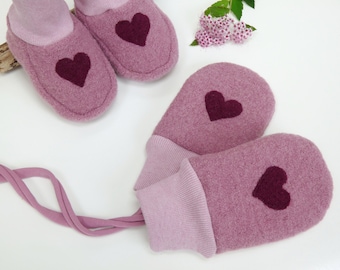 Wolle mit Fleece Fäustlinge Baby Kleinkind / Handschuhe / wool mittens