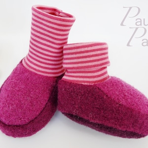 Baby shoes 100% wool / wool walk / felt shoes baby / baby shoes / booties baby / slippers baby / wool socks baby / raspberry blackberry cassis image 1