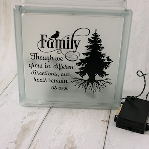Family Glass Block/Nightlight/with LED Lights