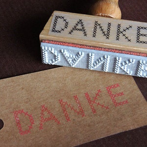 Stempel DANKE Kreuzstich Textstempel Vielen Dank, Geschenk für Schneiderin, Dankbarkeit
