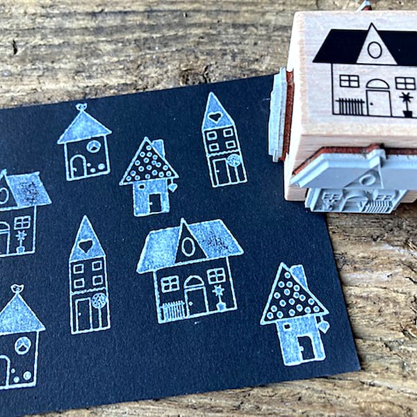 Stempelset 4 Häuser Stempel Haus Motivstempel 4 in 1 Stempel Set Geschenk für kreative Freundin