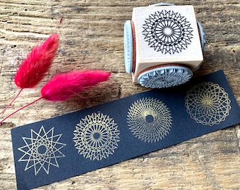 Stamp set 4 spirograph stamp pattern motif stamp 4 in 1 mandala stamp set gift for creative girlfriend