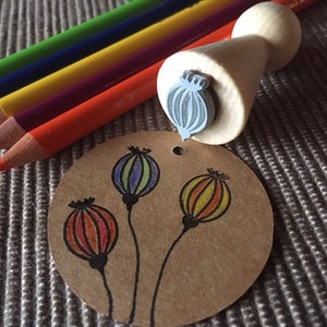Stempel Mohnkapsel, Motivstempel Mohnblume, runder Stempel Mohn für Blumenstrauß, Geschenk für Naturliebhaber