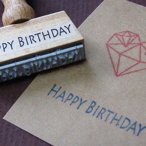 Stempel HAPPY BIRTHDAY Textstempel Herzlichen Glückwunsch zum Geburtstag, Stempel für Geschenkanhänger und Geschenke