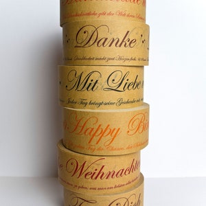 Paper tape FILLED WITH LOVE, printed tape with message and quote, sustainable packaging for gifts and packages image 5