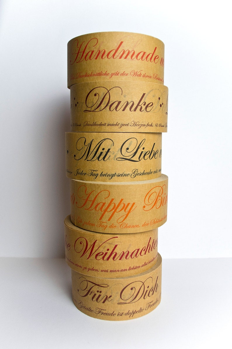 Paper tape FILLED WITH LOVE, printed tape with message and quote, sustainable packaging for gifts and packages image 5
