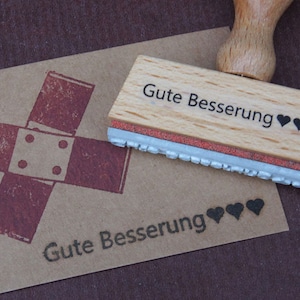 Stempel Gute Besserung mit Herz Textstempel Genesungswünsche, Genesung, Gesundheit, Ich denke an dich, werde schnell wieder gesund