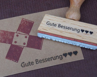 Stempel Gute Besserung mit Herz Textstempel Genesungswünsche, Genesung, Gesundheit, Ich denke an dich, werde schnell wieder gesund