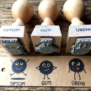 Lehrerstempel Set TIPTOP GUT ÜBEN Lehrer Stempel Schule Stempelset Deutsch Grundschule Abschied Lehrerin Geschenk für Lehrer