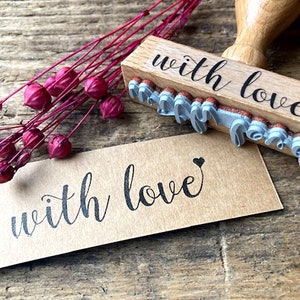 Stempel with love mit Herz Stempel Liebe Geschenk Hochzeit Gastgeschenk Hochzeitsstempel mit Liebe Geschenkanhänger für Handgemachtes