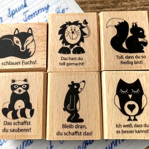 Lehrerstempel SET Tiere 6 Stempel Lehrer Schule Motivationsstempel Grundschule Abschied Geschenk für Lehrerin
