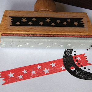 Stempel Klebestreifen mit Sternen, Motivstempel Maskingtape, Holzstempel mit Klebeband zum festkleben, Washitape als Stempel für Geschenke