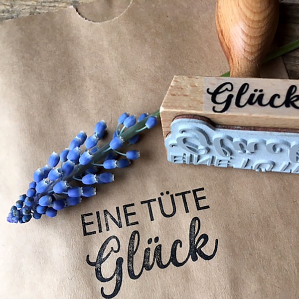 Stempel Eine Tüte Glück Tütenstempel für Papierbeutel Geschenk für Freundin