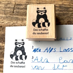Lehrerstempel Das schaffst du sauberer! Waschbär Lehrer Stempel Schule Motivationsstempel Grundschule Abschied Geschenk für Lehrerin