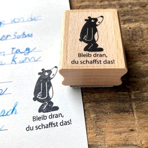 Lehrerstempel Bleib dran, du schaffst das! Bär Lehrer Stempel Schule Motivationsstempel Grundschule Abschied Geschenk für Lehrerin