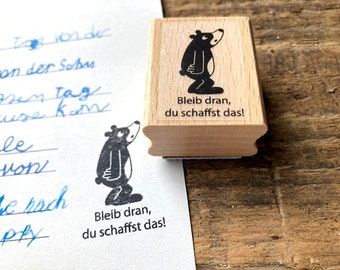 Lehrerstempel Bleib dran, du schaffst das! Bär Lehrer Stempel Schule Motivationsstempel Grundschule Abschied Geschenk für Lehrerin