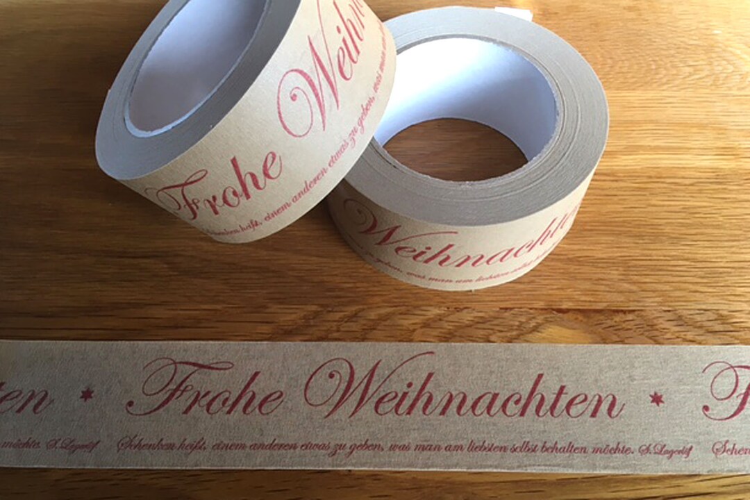 Papierklebeband FROHE WEIHNACHTEN, bedrucktes Klebeband mit Botschaft