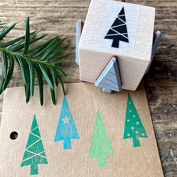 Stempelset 4 Tannenbäume Stempel Weihnachtsbäume Stempel Set 4 in 1 Motiv Stempel Weihnachten Geschenk für kreative Freundin