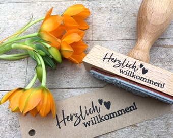 Stempel Herzlich Willkommen Stempel zum Einzug Haus Geschenk Baby Willkommensgeschenk für neue Kollegin