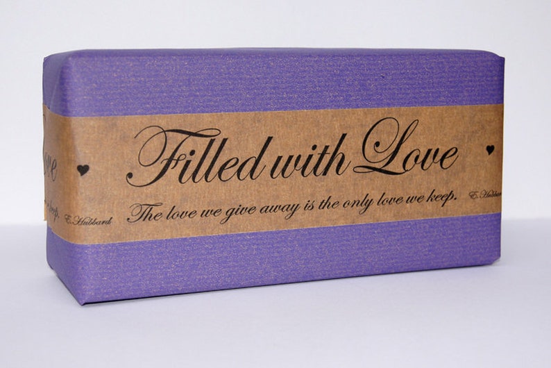 Paper tape FILLED WITH LOVE, printed tape with message and quote, sustainable packaging for gifts and packages image 3