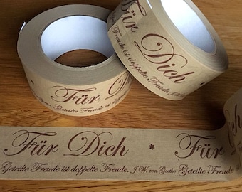 Papierklebeband FÜR DICH, bedrucktes Klebeband mit Botschaft und Zitat, nachhaltige Verpackung für Geschenke und Pakete